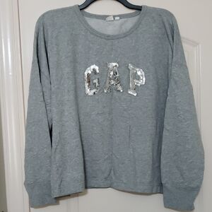 GAP Xxl Silver sequin Sweatshirt Gray Crop
